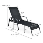 2-Pack Outdoor Sling Chaise Lounge Chairs with 5-Position Adjustable Backrest, Steel Frame Patio Sun Loungers for Poolside, Yard & Balcony