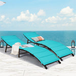 Bestoutdor 2Pcs Rattan Folding Patio Lounger Chair with Double Sided Cushions