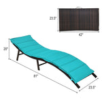 Bestoutdor 2Pcs Rattan Folding Patio Lounger Chair with Double Sided Cushions