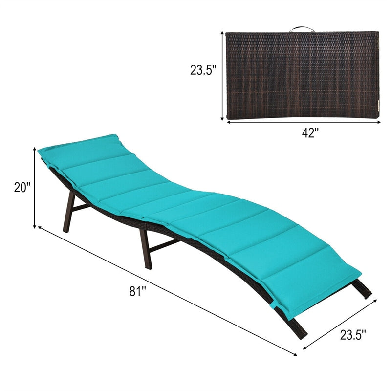 Bestoutdor 2Pcs Rattan Folding Patio Lounger Chair with Double Sided Cushions