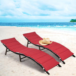 Bestoutdor 2Pcs Rattan Folding Patio Lounger Chair with Double Sided Cushions