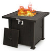 30" Square Gas Fire Pit Table 50,000 BTU Steel Outdoor Propane Fire Pit Table with Lid, Lava Rocks & Waterproof Cover