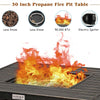 30" Square Gas Fire Pit Table 50,000 BTU Steel Outdoor Propane Fire Pit Table with Lid, Lava Rocks & Waterproof Cover