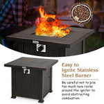 30" Square Gas Fire Pit Table 50,000 BTU Steel Outdoor Propane Fire Pit Table with Lid, Lava Rocks & Waterproof Cover