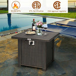 30" Square Gas Fire Pit Table 50,000 BTU Steel Outdoor Propane Fire Pit Table with Lid, Lava Rocks & Waterproof Cover