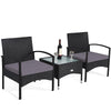 Bestoutdor 3 Pcs Patio Wicker Rattan Bistro Set Coffee Table & 2 Chairs with Cushions