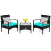 Bestoutdor 3 Pcs Patio Wicker Rattan Bistro Set Coffee Table & 2 Chairs with Cushions