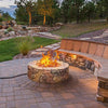 28" Round Propane Fire Pit 40,000 BTU Outdoor Stone Gas Fire Pit with Lava Rocks & PVC Cover for Patio Garden Backyard