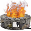 28" Round Propane Fire Pit 40,000 BTU Outdoor Stone Gas Fire Pit with Lava Rocks & PVC Cover for Patio Garden Backyard