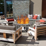 28" Round Propane Fire Pit 40,000 BTU Outdoor Stone Gas Fire Pit with Lava Rocks & PVC Cover for Patio Garden Backyard