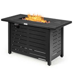 42" Rectangular Propane Fire Pit Table 60,000 BTU Gas Fire Pit with Solid Steel Frame & Waterproof Cover for Patio Backyard