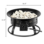 Portable Propane Fire Pit 58,000BTU 19" Outdoor Gas Fire Pit Bowl with Lava Rock Stone, Cover & Carry Kit for Patio Backyard