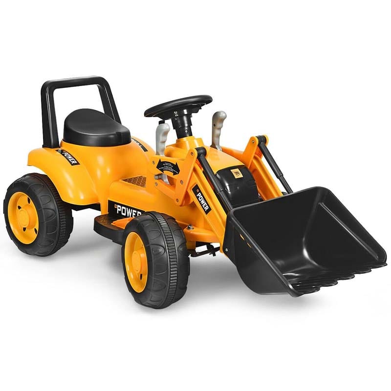 Kids Ride On Excavator Toy 6V Battery Powered Electric Digger Truck Construction Vehicle with Front Loader