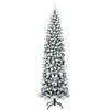 7.5FT Unlit Hinged Snow-flocked Artificial Pencil Christmas Tree with 641 Branch Tips