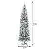 7.5FT Unlit Hinged Snow-flocked Artificial Pencil Christmas Tree with 641 Branch Tips