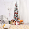 7.5FT Unlit Hinged Snow-flocked Artificial Pencil Christmas Tree with 641 Branch Tips