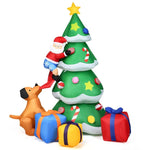 7FT Inflatable Christmas Tree with LED Lights, Santa Claus, Cute Puppy, Gift Boxes & Waterproof Fan for Outdoor Yard Decor