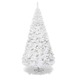 7FT White Artificial Christmas Tree Hinged Xmas Pine Tree 950 PVC Branch Tips with Folding Metal Stand for Holiday Season Outdoor Indoor Decor