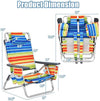 2 Pcs Folding Backpack Beach Chairs 5-Position Adjustable Outdoor Sling Camping Chairs with Cooler Bag & Cup Holder