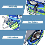 2 Pcs Folding Backpack Beach Chairs 5-Position Adjustable Outdoor Sling Camping Chairs with Cooler Bag & Cup Holder