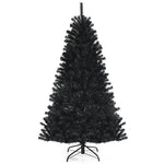 6FT Pre-lit Black Christmas Tree Hinged Artificial Halloween Tree with 250 Purple LED Lights & Metal Stand for Holiday Decorations Festival Parties