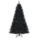 7FT PreLit Black Christmas Tree Hinged Artificial Halloween Tree with 500 Purple LED Lights