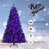 7FT PreLit Black Christmas Tree Hinged Artificial Halloween Tree with 500 Purple LED Lights