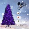 6FT Pre-lit Black Christmas Tree Hinged Artificial Halloween Tree with 250 Purple LED Lights & Metal Stand for Holiday Decorations Festival Parties