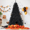 7FT PreLit Black Christmas Tree Hinged Artificial Halloween Tree with 500 Purple LED Lights