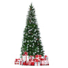 5FT Slim Pencil Artificial Christmas Tree Unlit Snow Flocked Xmas Tree with 21 Pine Cones, 421 PVC Branch Tips & Metal Stand