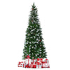 7.5FT Slim Pencil Artificial Christmas Tree Unlit Snow Flocked Xmas Tree with 39 Pine Cones, 720 PVC Branch Tips & Metal Stand