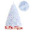 6FT White Artificial Christmas Tree Unlit Hinged Full Xmas Pine Tree with 792 Iridescent Branch Tips & Metal Stand for Home Office Holiday Decor