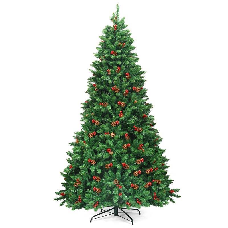 7.5FT Pre-Lit Hinged Artificial Christmas Tree with 550 LED Lights & Metal Stand