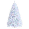 7FT White Artificial Christmas Tree Unlit Hinged Full Xmas Pine Tree with 1156 Iridescent Branch Tips & Metal Stand for Home Office Holiday Decor