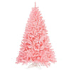 6FT Pink Christmas Tree Artificial Hinged Spruce Full Xmas Tree with Foldable Metal Stand