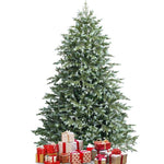 7FT Artificial Christmas Tree Feel Real Unlit Spruce Hinged Xmas Tree with 1260 Mixed PE PVC Branch Tips & Metal Stand