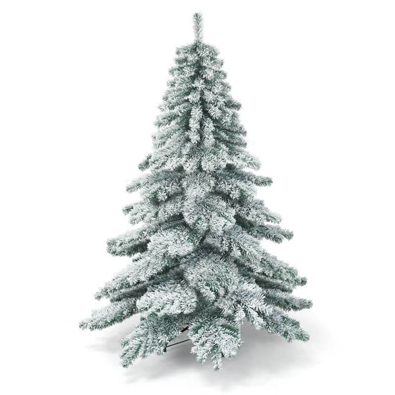 6FT Snow Flocked Artificial Christmas Tree Hinged Alaskan Pine Xmas Tree with 657 PVC Branch Tips & Solid Metal Stand for Outdoor Indoor Use