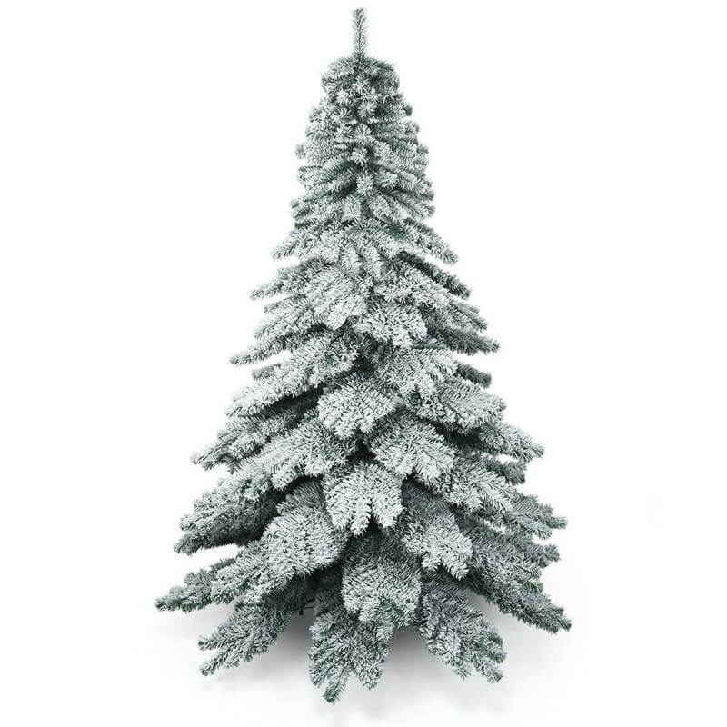 7.5FT Snow Flocked Artificial Christmas Tree Hinged Alaskan Pine Xmas Tree with 1313 PVC Branch Tips & Solid Metal Stand for Outdoor Indoor Use