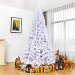 9FT Unlit White Artificial Christmas Tree with Metal Stand, 2132 PVC Branch Tips, Premium Hinged Spruce Xmas Full Tree for Indoor Holiday Decor