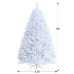 6FT White Artificial Christmas Tree Unlit Hinged Full Xmas Pine Tree with 792 Iridescent Branch Tips & Metal Stand for Home Office Holiday Decor