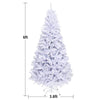 6FT White Hinged Artificial Christmas Tree with Metal Stand