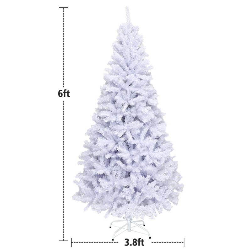 6FT White Hinged Artificial Christmas Tree with Metal Stand