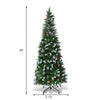 6FT Snow Flocked Slim Pencil Christmas Tree, Unlit Artificial Xmas Tree with 29 Pine Cones, 630 PVC Branch Tips & Metal Stand for Holiday Home Decor