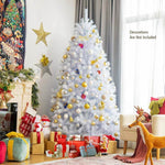 7FT White Artificial Christmas Tree Unlit Hinged Full Xmas Pine Tree with 1156 Iridescent Branch Tips & Metal Stand for Home Office Holiday Decor