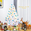 6FT White Hinged Artificial Christmas Tree with Metal Stand