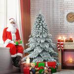 6FT Snow Flocked Artificial Christmas Tree Hinged Alaskan Pine Xmas Tree with 657 PVC Branch Tips & Solid Metal Stand for Outdoor Indoor Use