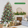 7FT Artificial Christmas Tree Feel Real Unlit Spruce Hinged Xmas Tree with 1260 Mixed PE PVC Branch Tips & Metal Stand