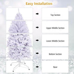 9FT Unlit White Artificial Christmas Tree with Metal Stand, 2132 PVC Branch Tips, Premium Hinged Spruce Xmas Full Tree for Indoor Holiday Decor