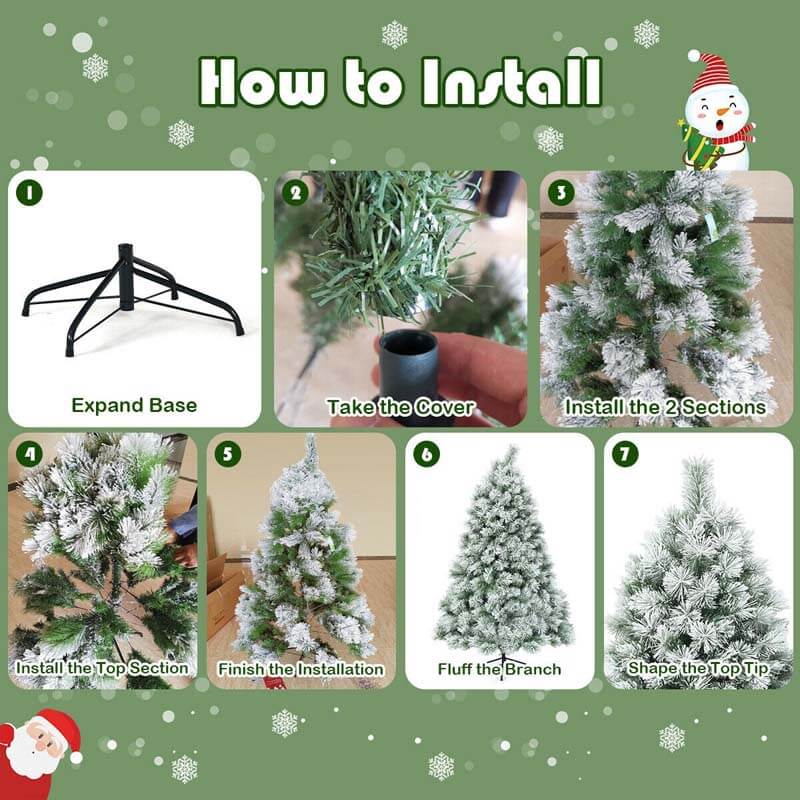 7 Feet Artificial Christmas Tree with Snowy Pine Needles