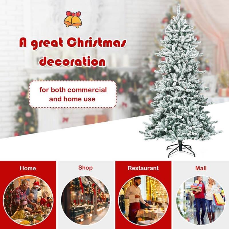 7 Feet Snow Flocked Slim Artificial Christmas Fir Tree